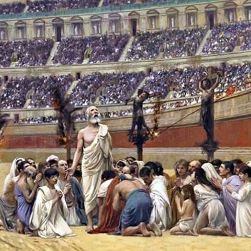 70 surrounded by a crowd of martyrs